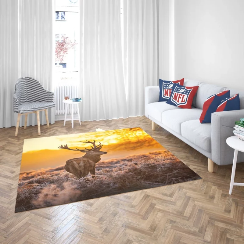 Elk Majestic Antlers Sunset Silhouette Rug 2