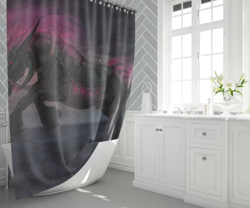 Enchanted Night Guardian Warden Wolf Shower Curtain 1