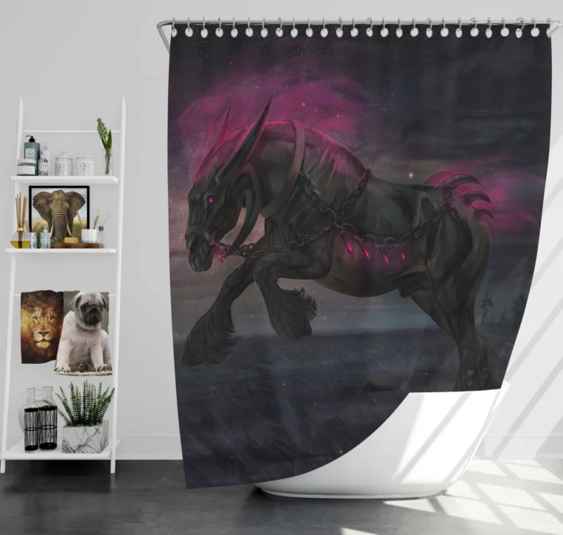 Enchanted Night Guardian Warden Wolf Shower Curtain