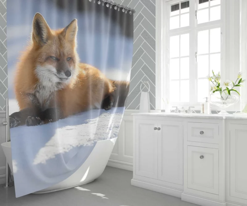 Enchanted Wilderness Fox Snow Shower Curtain 1