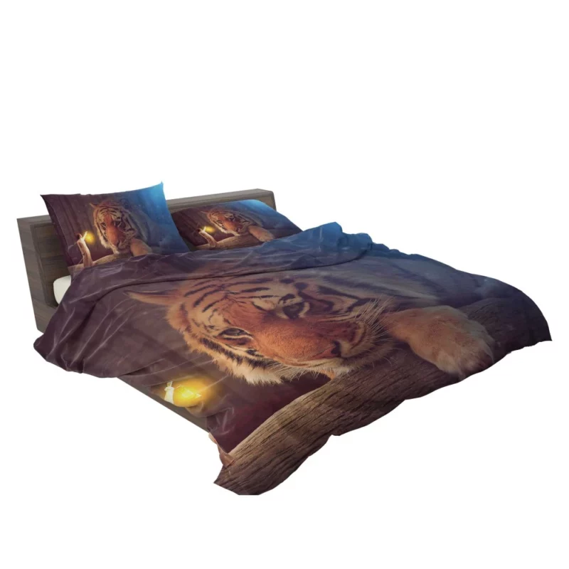 Enchanting Bengal Tiger with Fairy Woman and Lantern Bedding Set 2