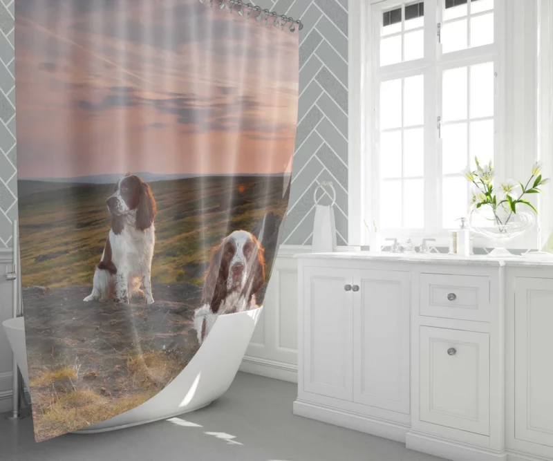 English Springer Spaniel Rustic Charm Shower Curtain 1