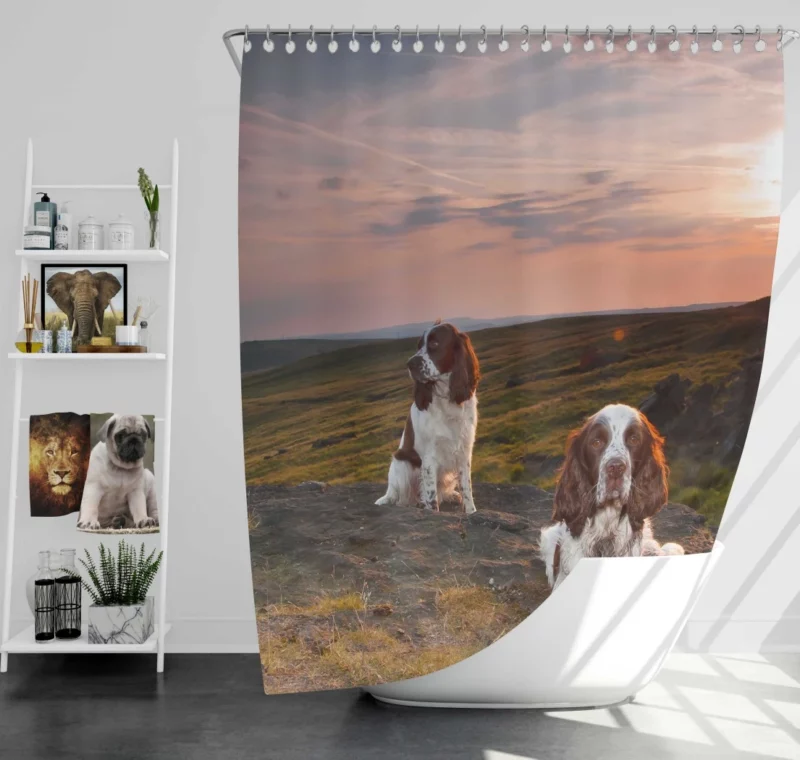 English Springer Spaniel Rustic Charm Shower Curtain