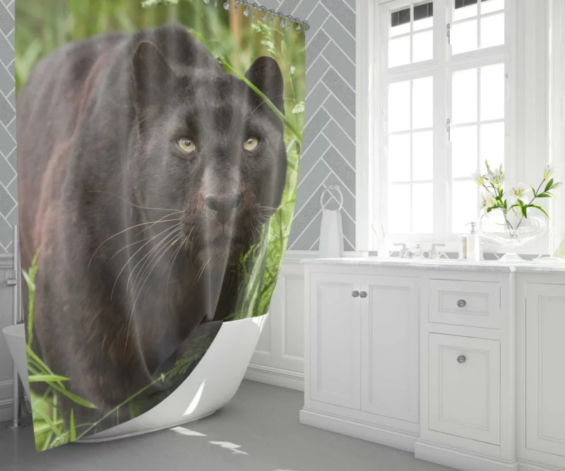 Enigmatic Panther Mystery in the Wild Shower Curtain 1