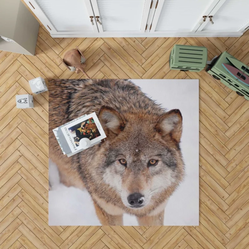 Enigmatic Wolf Gaze Untamed Wilderness Rug