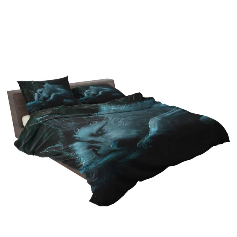 Ethereal Wolf in Rainy Landscape Bedding Set 2