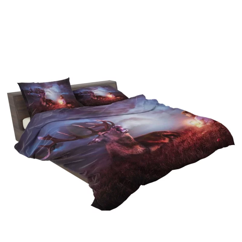 Fantasy Child with Deer Nighttime Enchantment Bedding Set 2