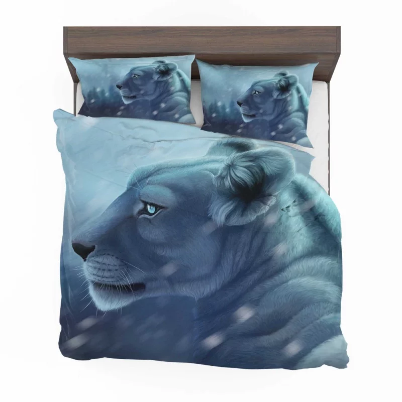 Fantasy Lion in Snowfall Majestic Beauty Bedding Set 1