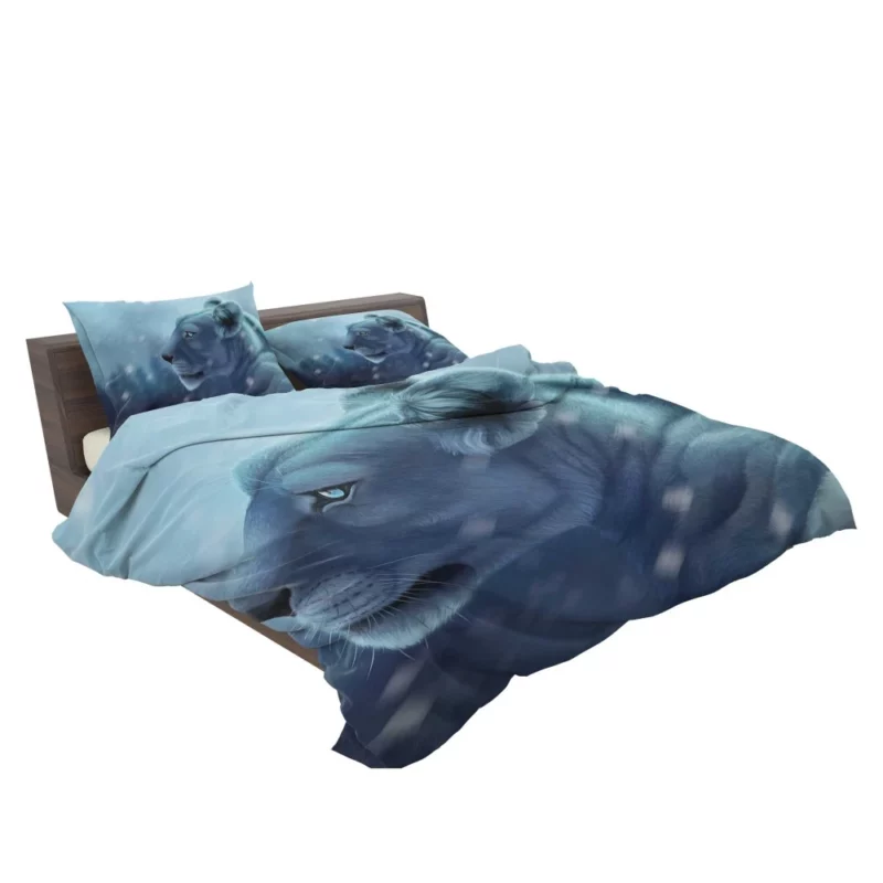 Fantasy Lion in Snowfall Majestic Beauty Bedding Set 2