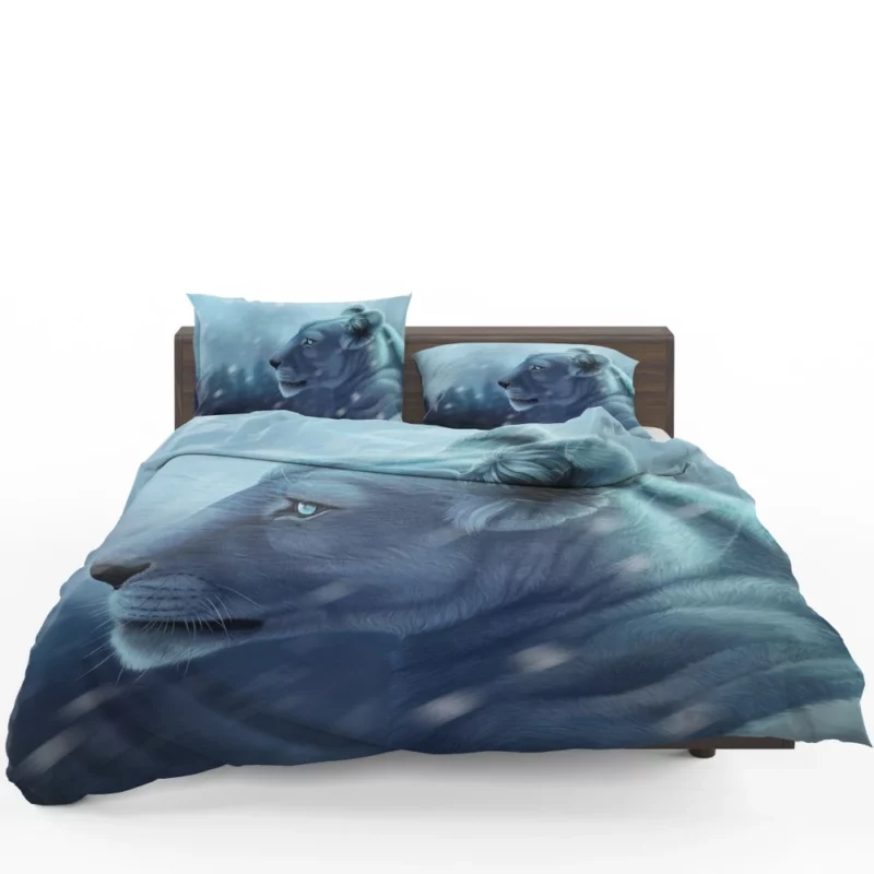 Fantasy Lion in Snowfall Majestic Beauty Bedding Set