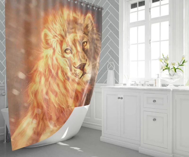 Fantasy Realm Majestic Lion Reign Shower Curtain 1