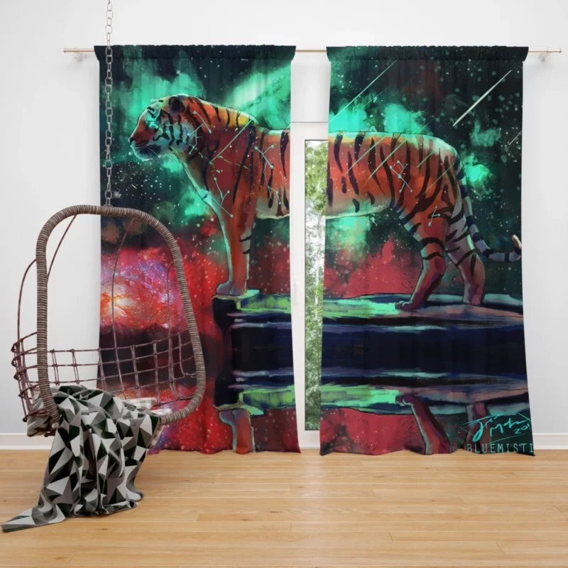 Fantasy Tiger Mystical Aura Curtain