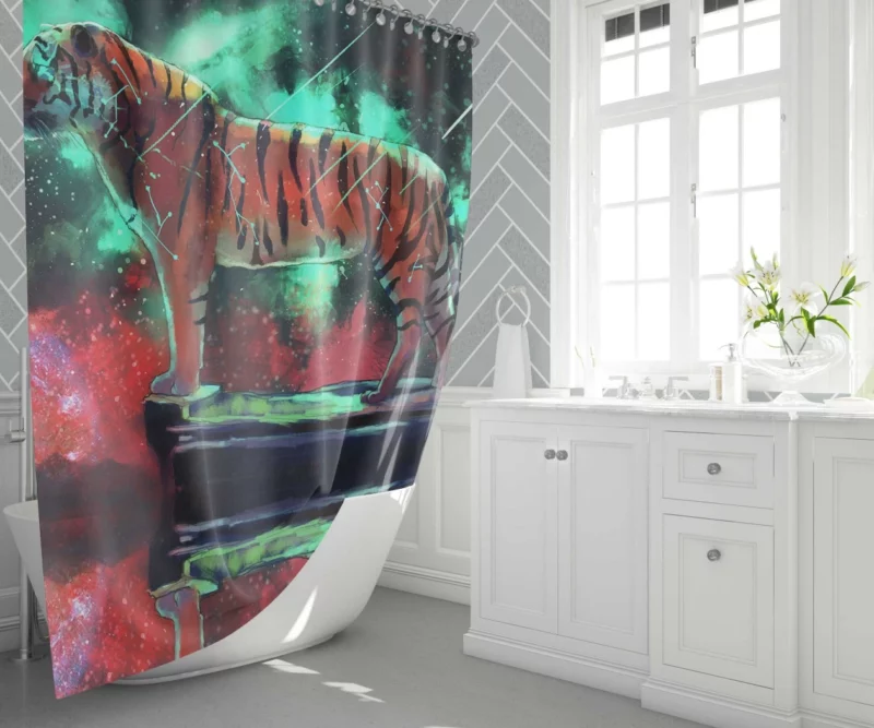 Fantasy Tiger Mystical Aura Shower Curtain 1