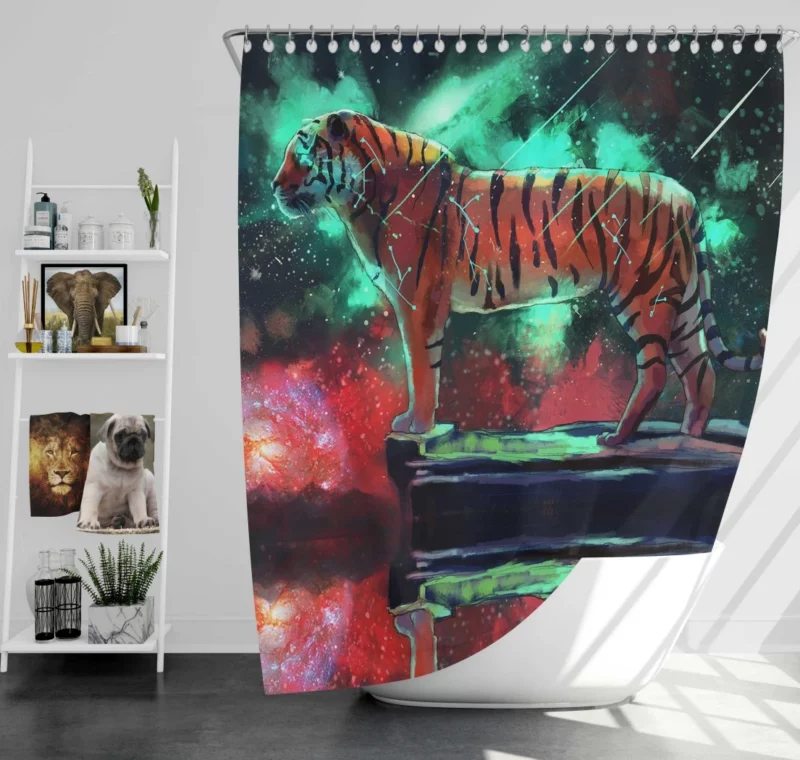 Fantasy Tiger Mystical Aura Shower Curtain