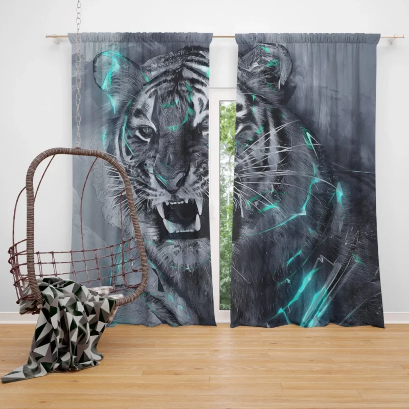 Fantasy Tiger Mythic Majesty Untamed Power Curtain