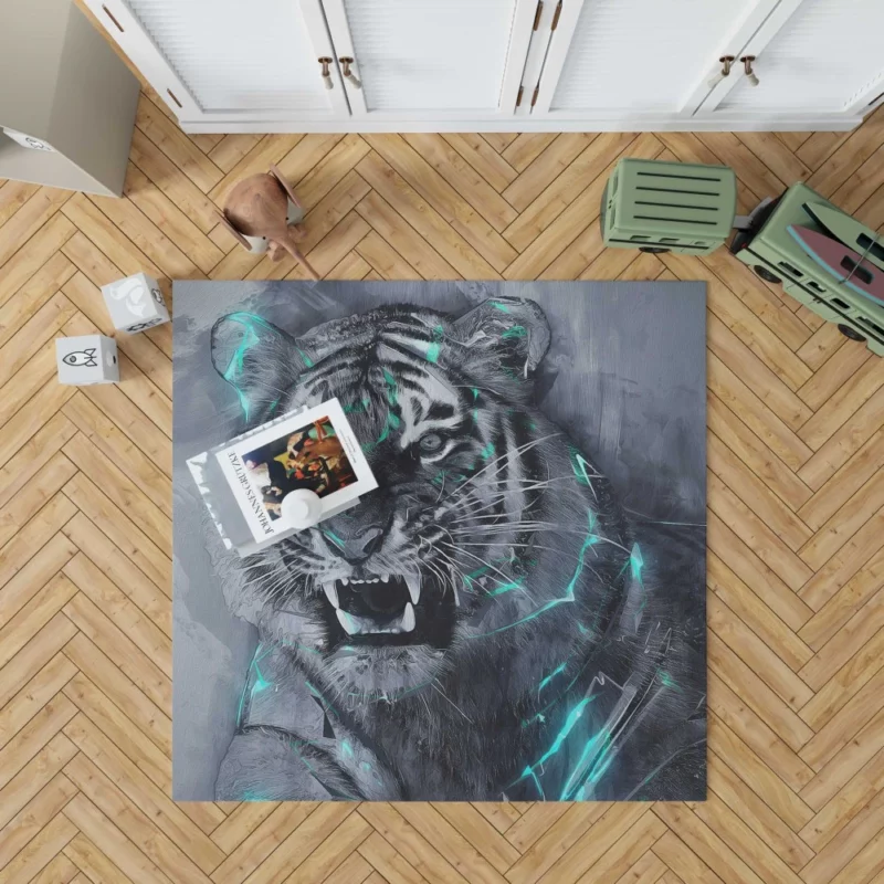 Fantasy Tiger Mythic Majesty Untamed Power Rug