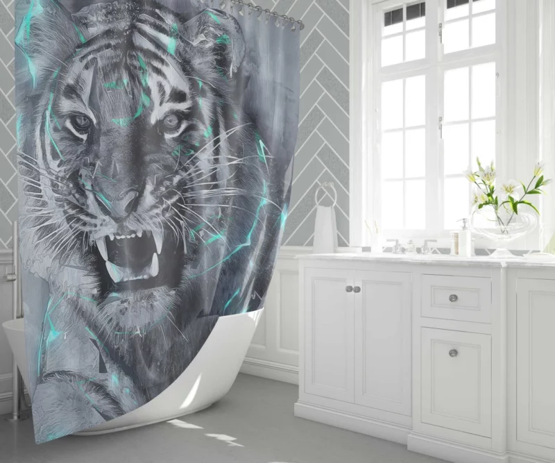 Fantasy Tiger Mythic Majesty Untamed Power Shower Curtain 1