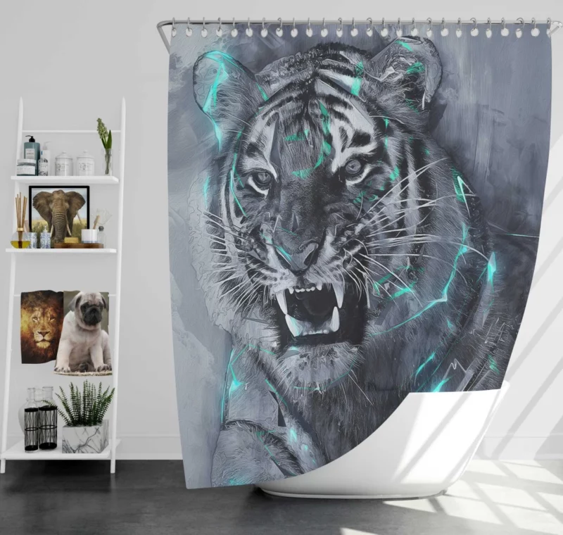 Fantasy Tiger Mythic Majesty Untamed Power Shower Curtain