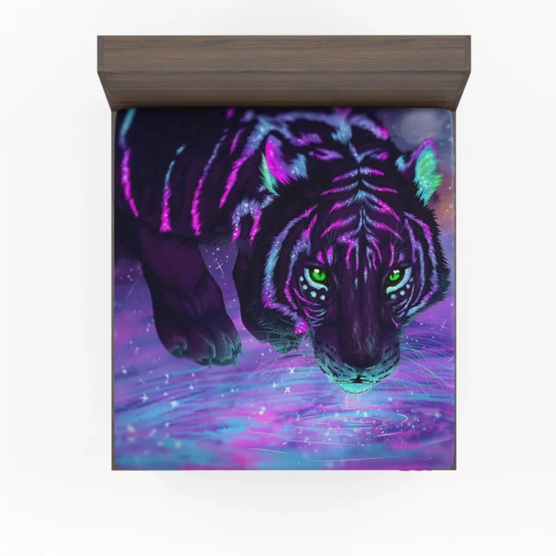 Fantasy Tiger Night Reflections Fitted Sheet 1