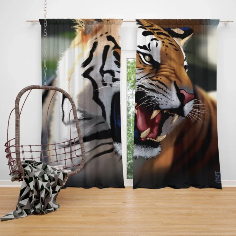 Fantasy Tiger Power Imagined Majesty Curtain