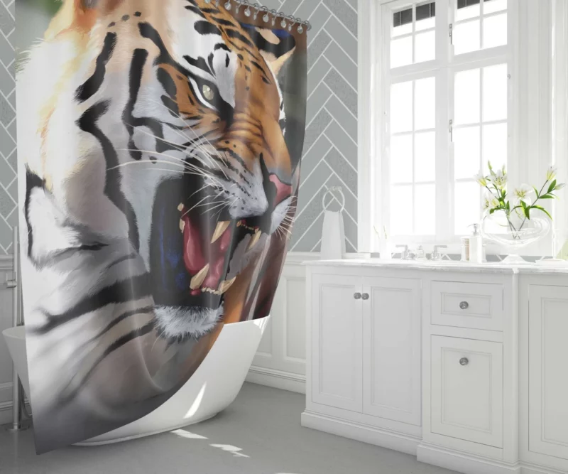 Fantasy Tiger Power Imagined Majesty Shower Curtain 1