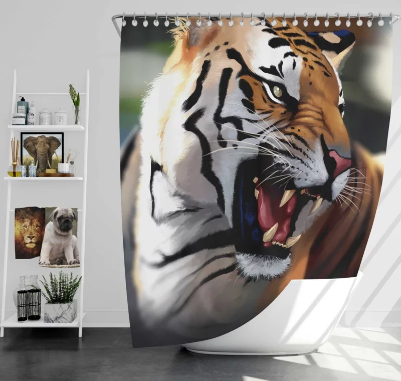 Fantasy Tiger Power Imagined Majesty Shower Curtain