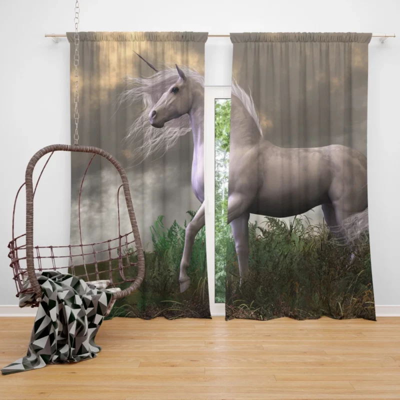 Fantasy Unicorn Cloudy Dreams Mythic Beauty Curtain