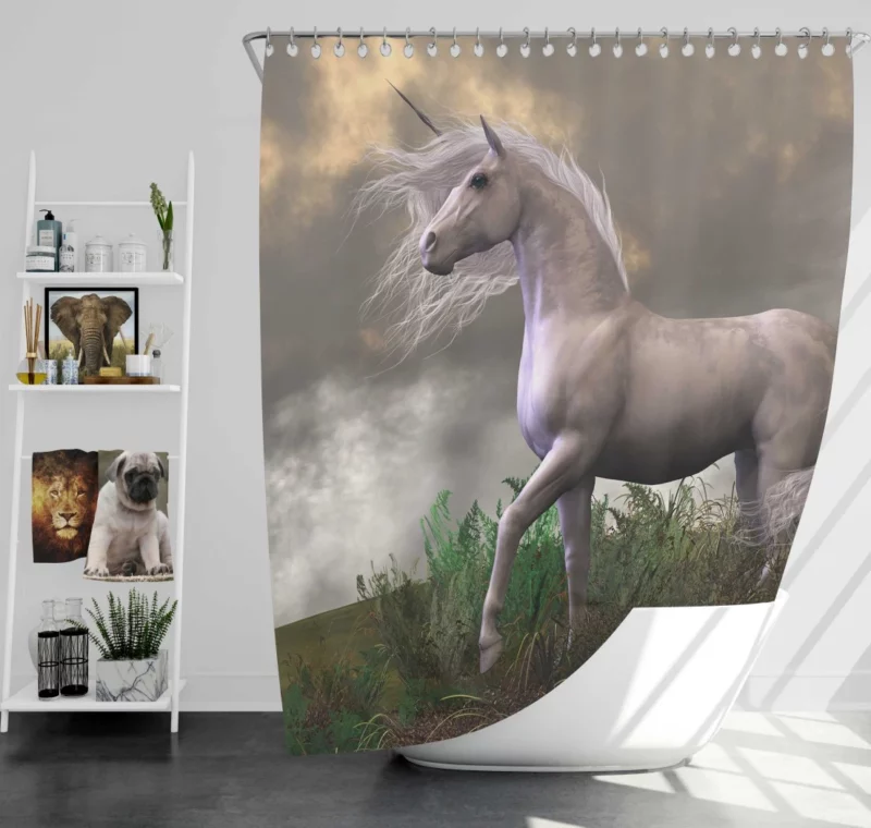 Fantasy Unicorn Cloudy Dreams Mythic Beauty Shower Curtain