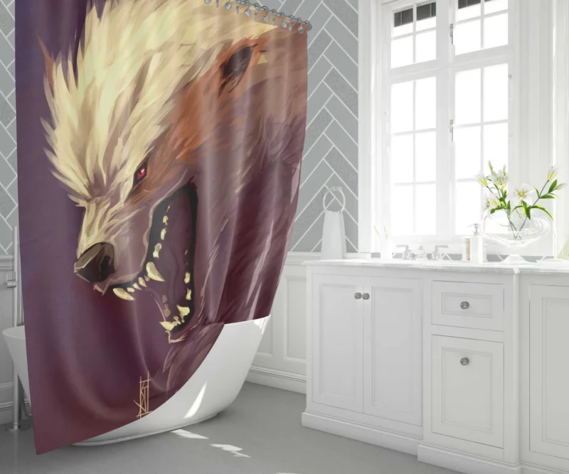 Fantasy Wolf Arcane Creature Form Shower Curtain 1