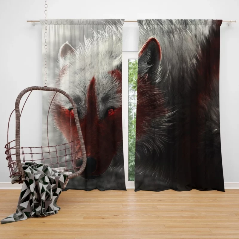 Fantasy Wolf Enigmatic Gaze Curtain