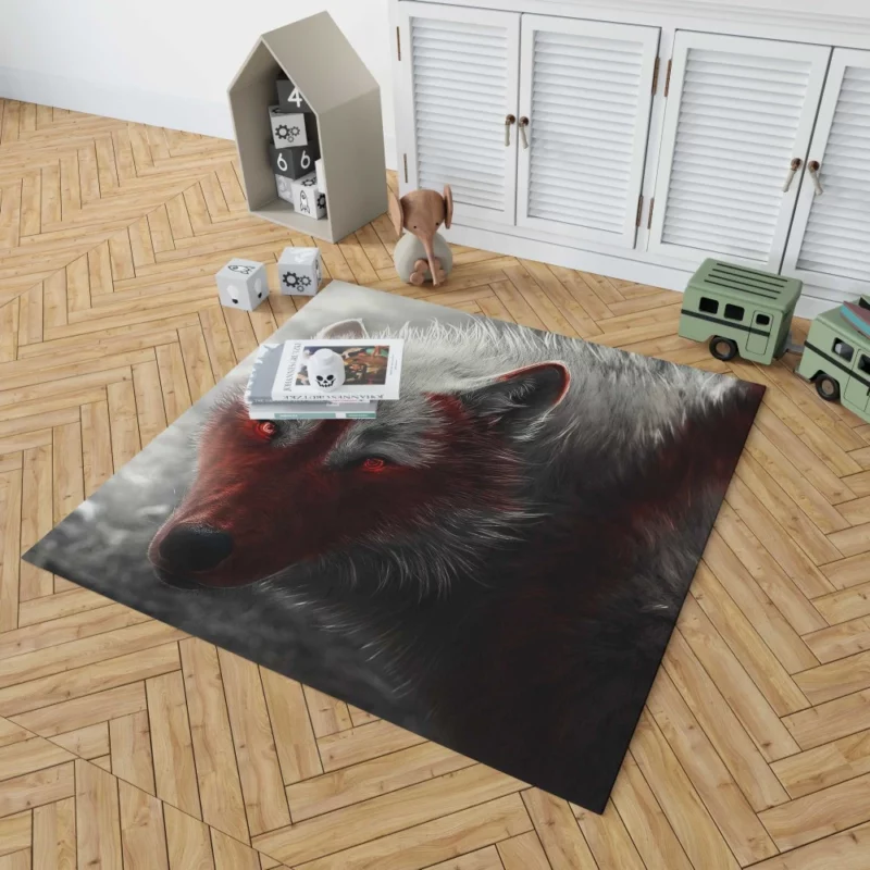 Fantasy Wolf Enigmatic Gaze Rug 1