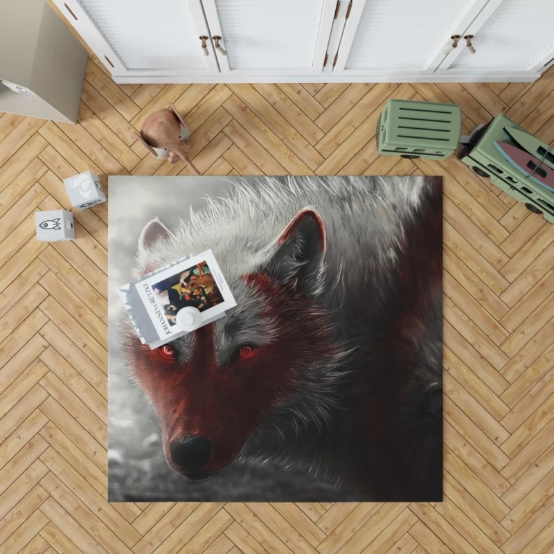 Fantasy Wolf Enigmatic Gaze Rug