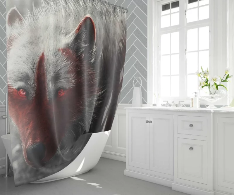 Fantasy Wolf Enigmatic Gaze Shower Curtain 1