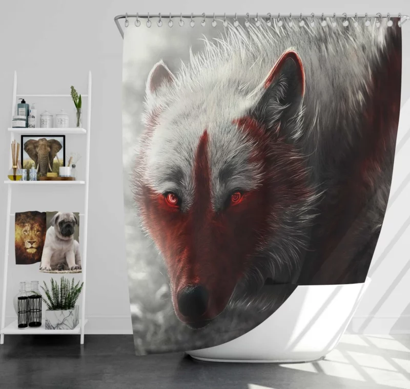 Fantasy Wolf Enigmatic Gaze Shower Curtain