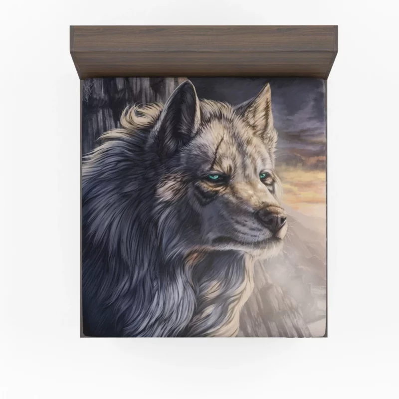 Fantasy Wolf Mystic Landscape Fitted Sheet 1