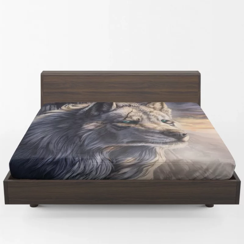 Fantasy Wolf Mystic Landscape Fitted Sheet