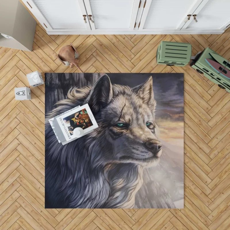 Fantasy Wolf Mystic Landscape Rug