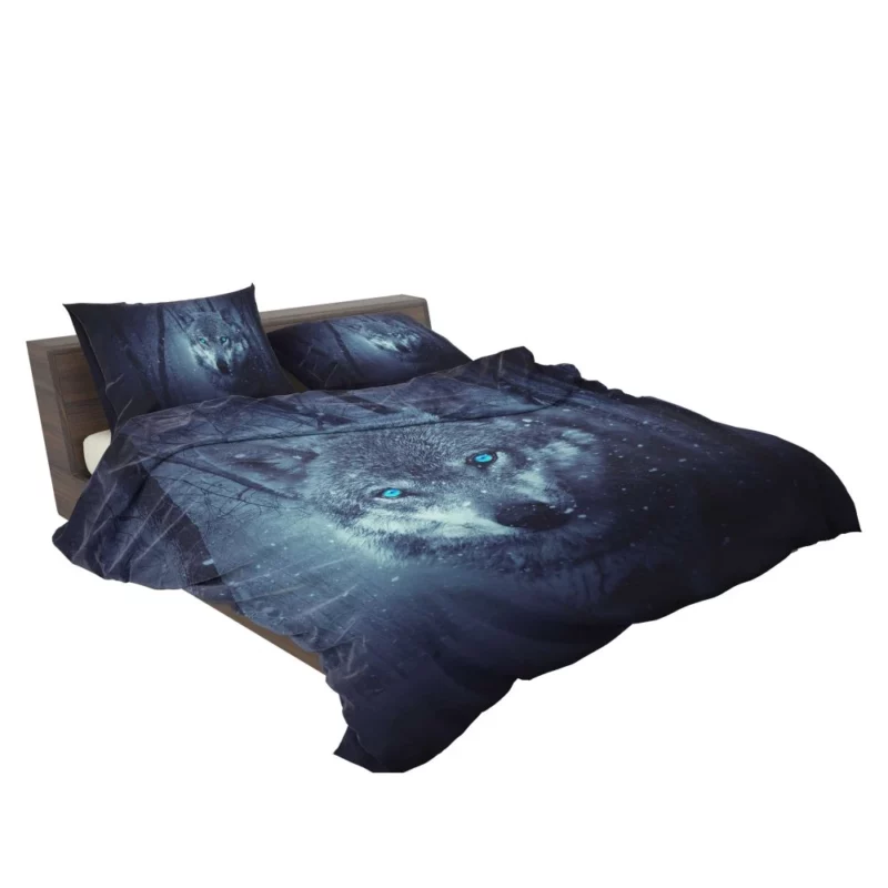 Fantasy Wolf in Winter Forest Enigmatic Aura Bedding Set 2