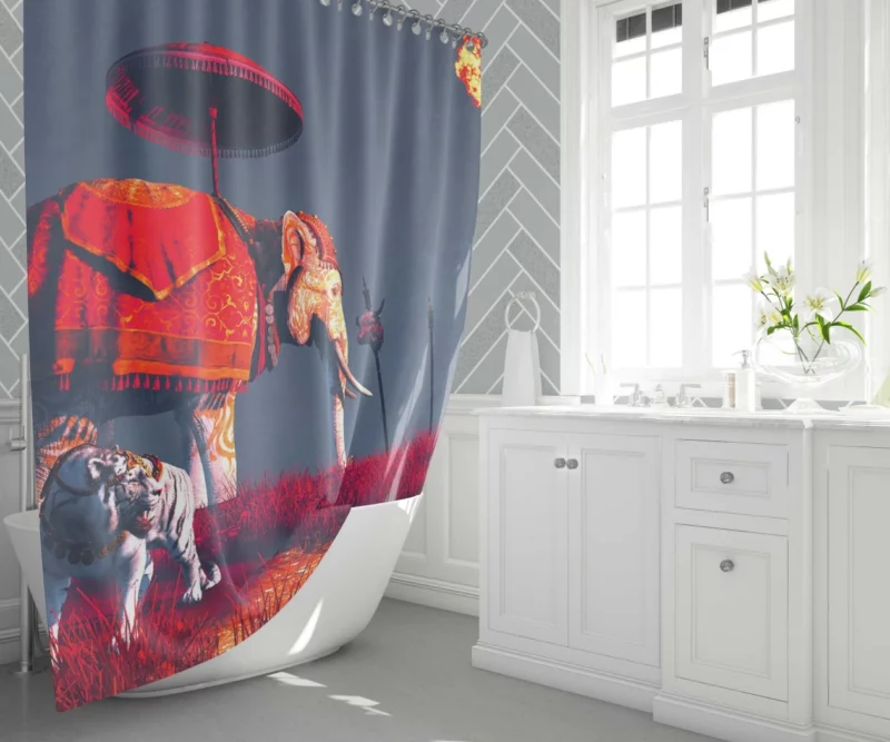 Far Cry 4 Wild Tiger & Majestic Elephant Shower Curtain 1