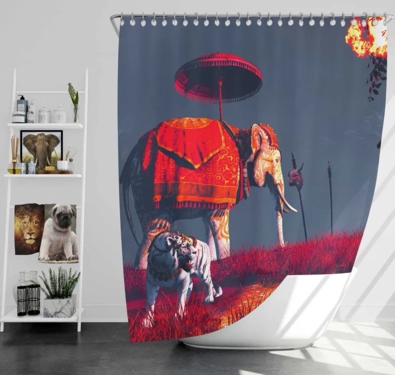 Far Cry 4 Wild Tiger & Majestic Elephant Shower Curtain