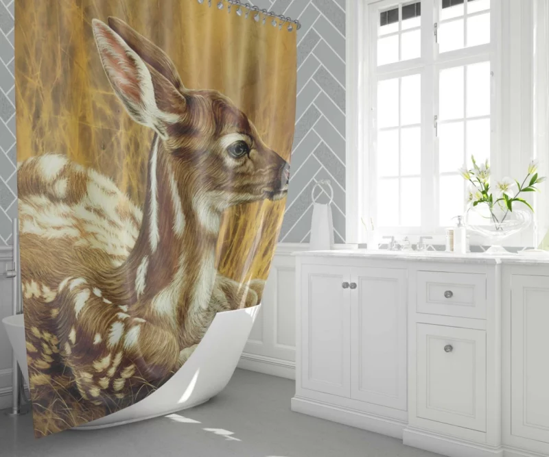 Fawn Camouflage Nature Concealment Shower Curtain 1