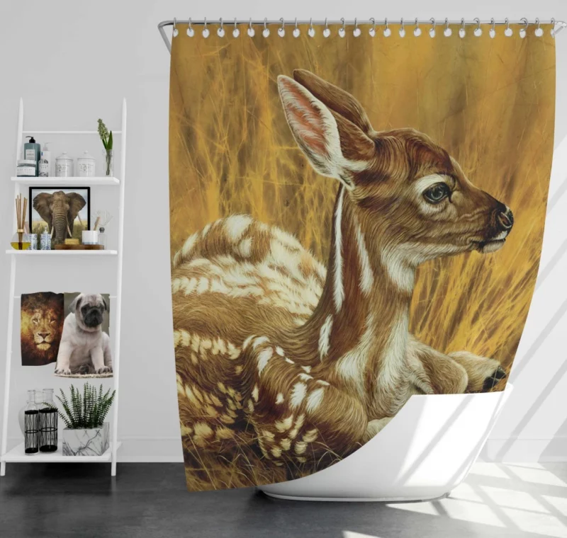 Fawn Camouflage Nature Concealment Shower Curtain