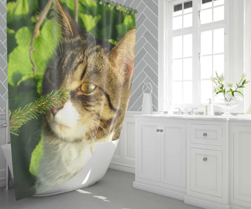 Feline Charm Whiskered Playfulness Shower Curtain 1