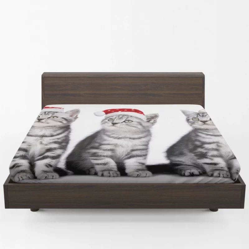 Feline Festive Greetings Santa Whiskers Fitted Sheet