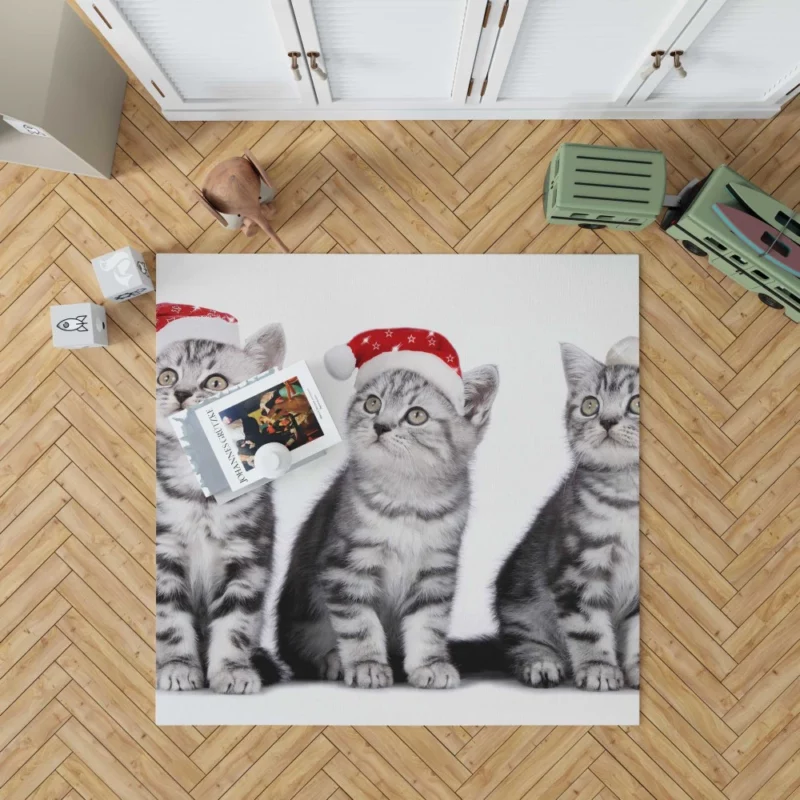 Feline Festive Greetings Santa Whiskers Rug