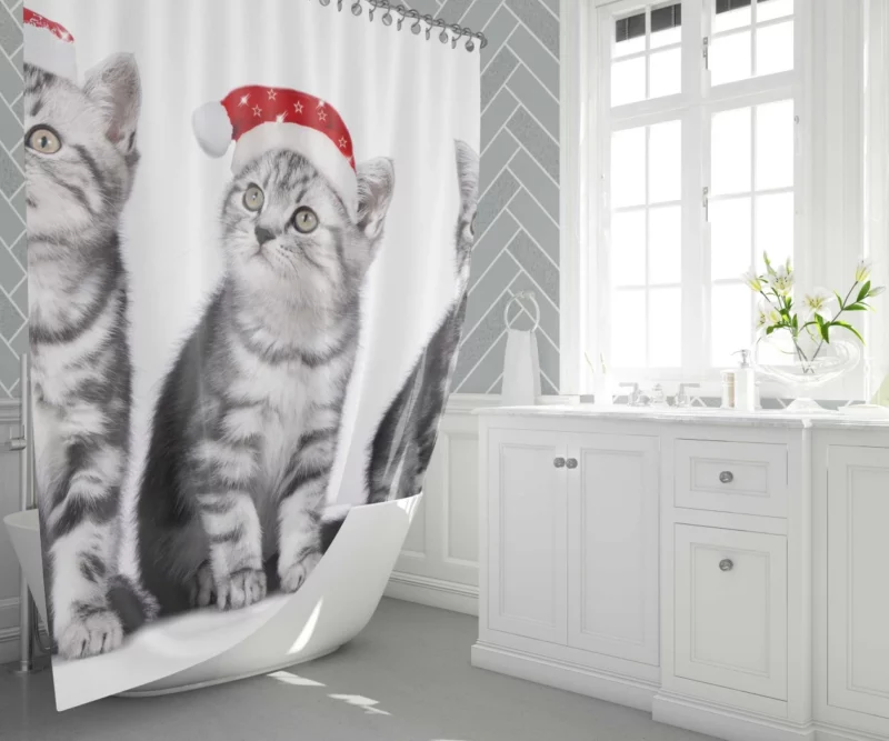 Feline Festive Greetings Santa Whiskers Shower Curtain 1