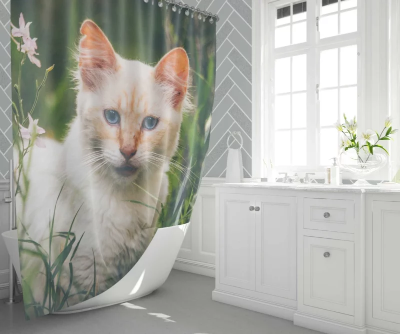 Feline Grace in Winter Wonderland Shower Curtain 1