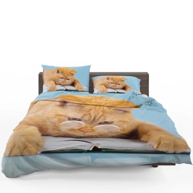 Feline Scholar Glasses & Books Bedding Set