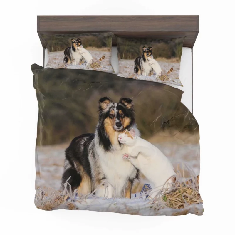 Feline and Canine Companionship Adorable Bedding Set 1