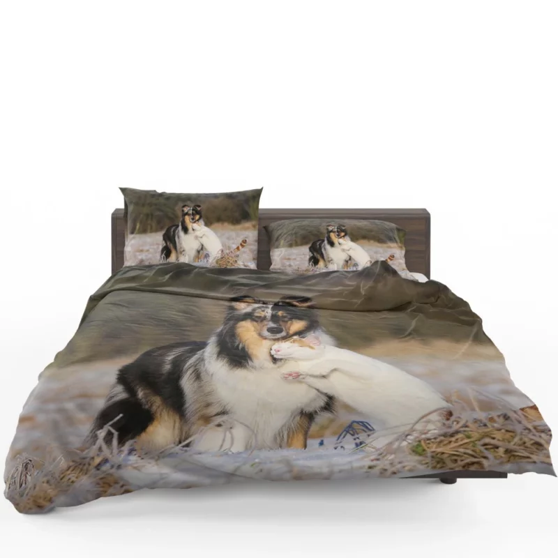 Feline and Canine Companionship Adorable Bedding Set